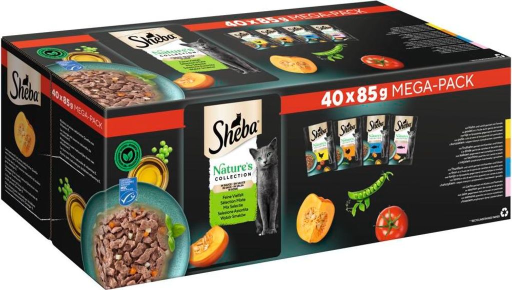 SHEBA Portionsbeutel Mega-Pack Nature's Collection in Sauce Feine Vielfalt MSC 40 x 85g
