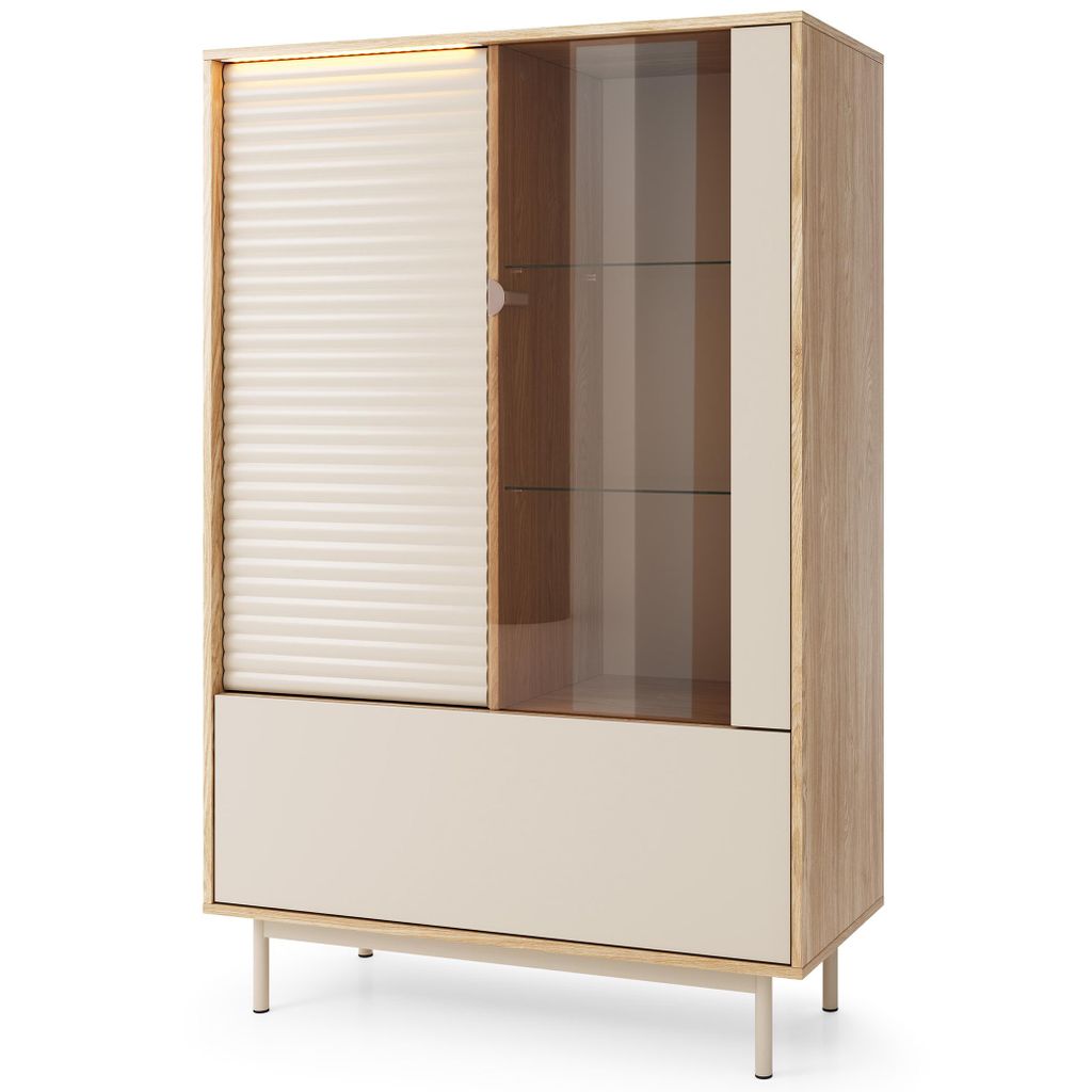BEAUTYSOFA | Vitrine TERRA mit 3 Türen, Hochkommode Produktbild 