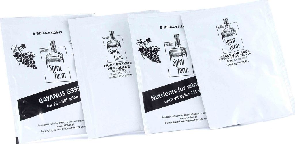 Weinhefe + Hefenährsalz + Pektolase + Kaliumsorbate, Wein Produktbild 
