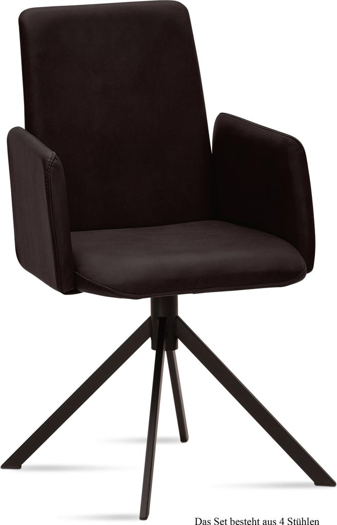 Armlehnstuhl (4er-Set) Drina 52x92x60 Schwarz/Espresso