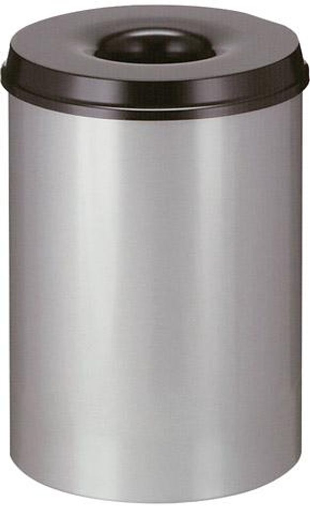 Feuerlöschender Papierkorb 30 Liter - Aluminium Grau, Schwarz