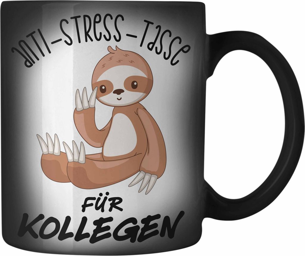 Trendation - Anti Stress Farbwechsel Zauber-Tasse für Kollegen Lustige Geschenkidee Kollegin Karabiner Farbwechsel Zauber-Tasse Edelstahl Abschied...