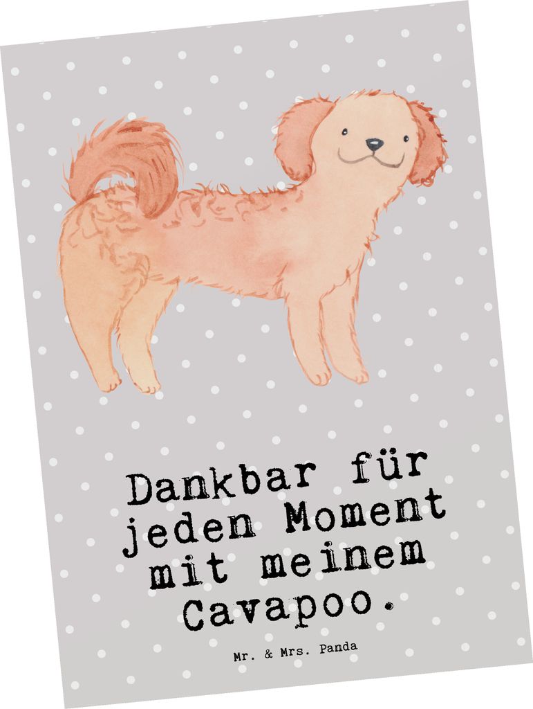 Mr. & Mrs. Panda Postkarte Cavapoo Moment - Grau Pastell - Geschenk, Fotokarte, Ansichtskarte, Cavoodle, Grußkarte, Postkarten, Ansichtskarten