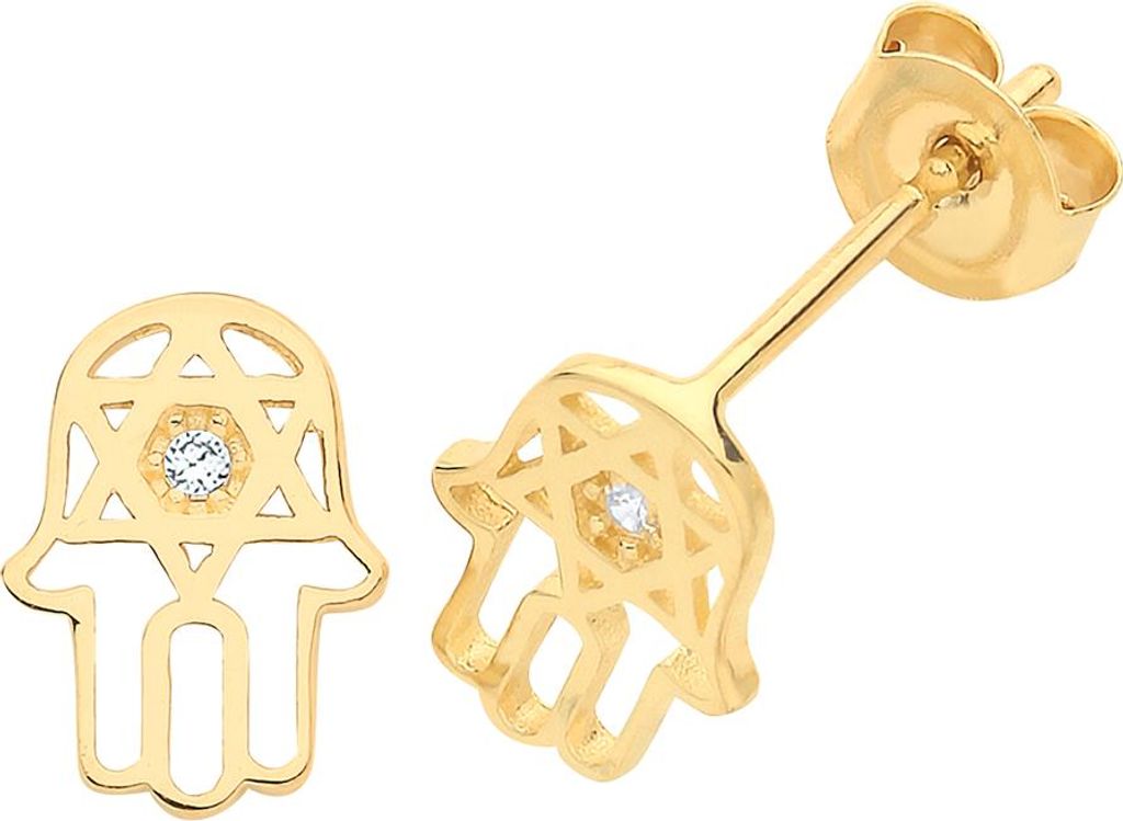 Modische 9 Karat (375) Gold Damen - Paar Ohrstecker mit Zirkonia - 8mm*6mm; TRS26817