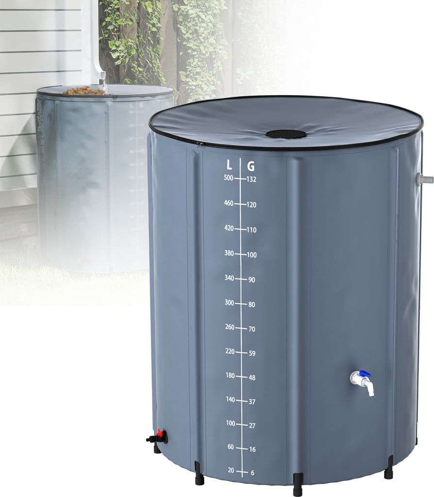 XMTECH Regentonne Regenwassertonne 500L Faltbare Regentank Produktbild 