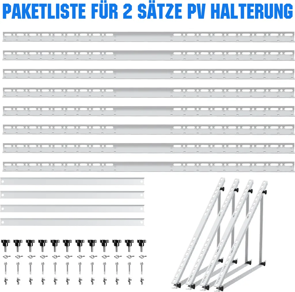 Staffe Solari 114cm per Tetto Piano e Balcone - Kit 8 Pezzi Robusti - 11