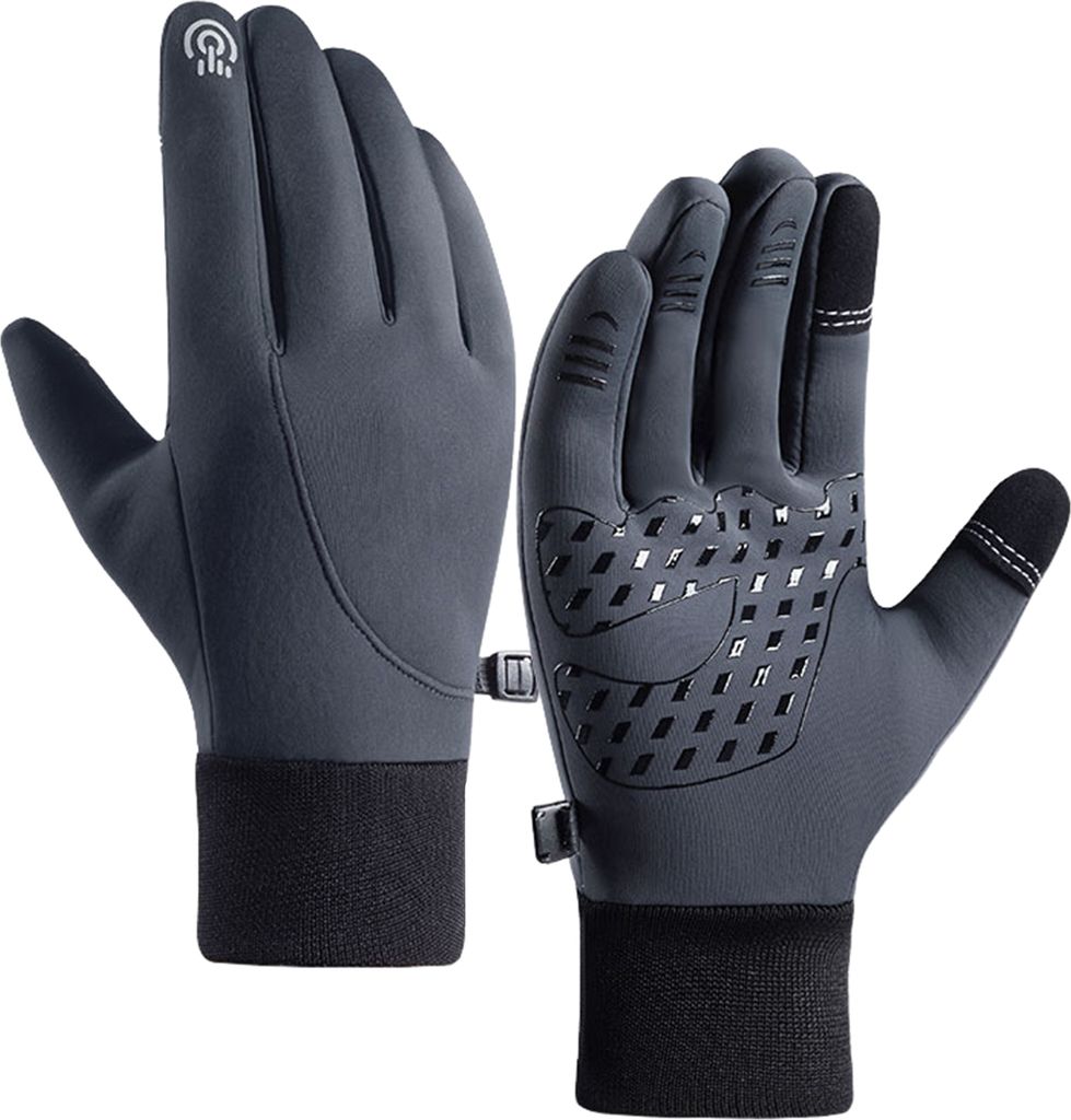 1 Paar Uni-Winter-Fahrradhandschuhe, verdicktes Plüschfutter, wasserdicht, Touchscreen, winddicht, tolle Grifffläche, rutschfest, kaltes Wetter, ...