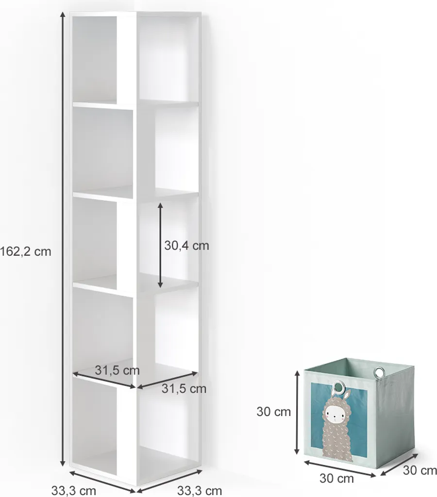 Bibliothèque Enfant Vicco Lio : Solution de Rangement Verticale Blanche 162cm - 3