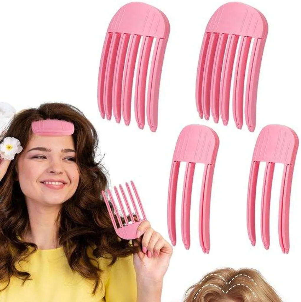 Accessoires de Coiffure pour Volume : 4 Barrettes Roses Spécial Séchage