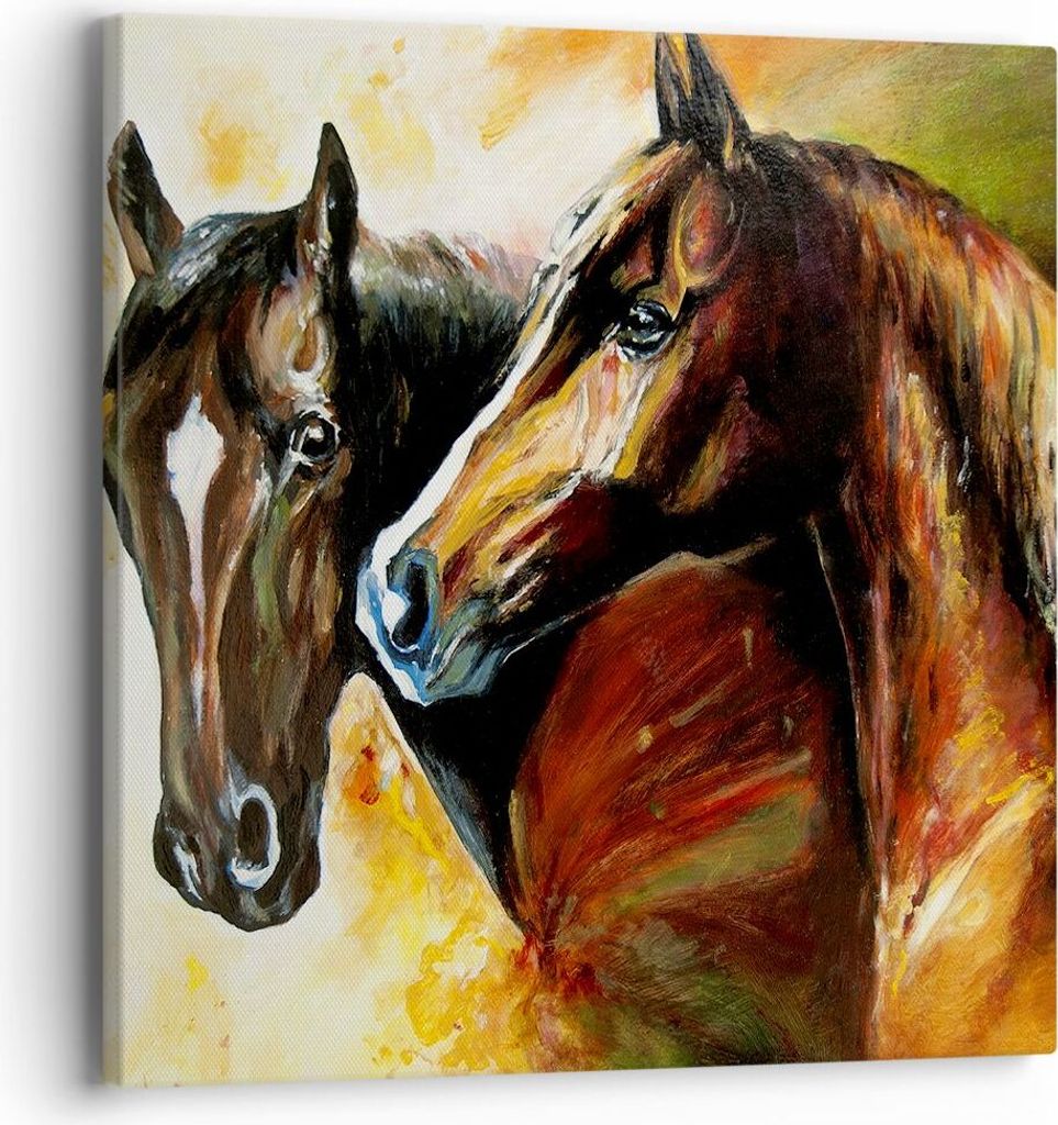 Bild auf Leinwand - Leinwandbild - Pferd Natur Tier - 40x40cm - Wand Bild - Wanddeko - Wandbilder - Leinwanddruck - Bilder - Kunstdruck - Wanddekor...