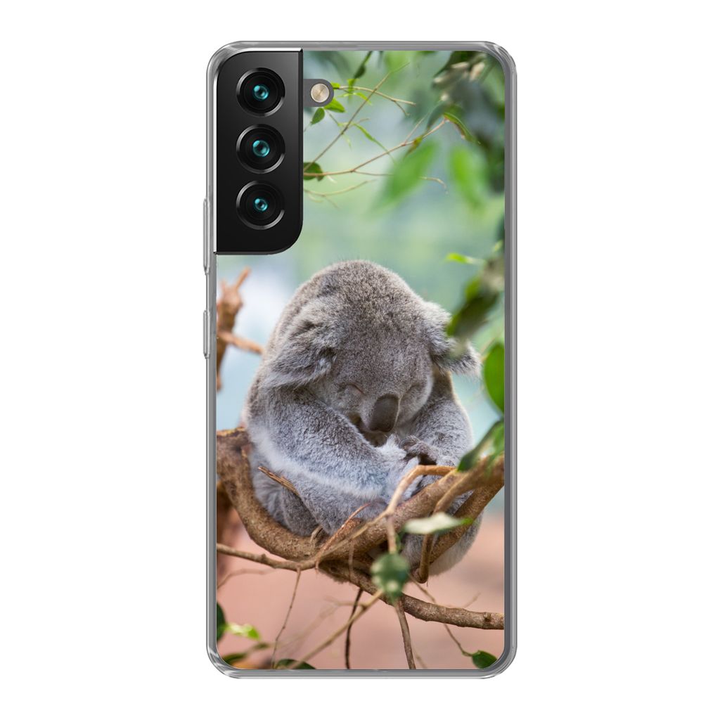 MuchoWow Handyhülle Schutzhülle Hülle für Samsung Galaxy S22 Koala - Zweige - Kinder - Jungen - Mädchen Silikon Softcase Handy Hülle - Mobi...