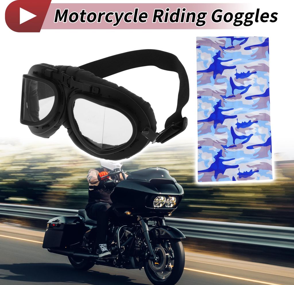 1 Satz Motorradfahrbrille Faltbar PC PolyurethanPolyurethan Outdoor Sportsonnenbrille Für Motocross Dirt Bike ATV Transparente Linse Schwarzer Rahmen