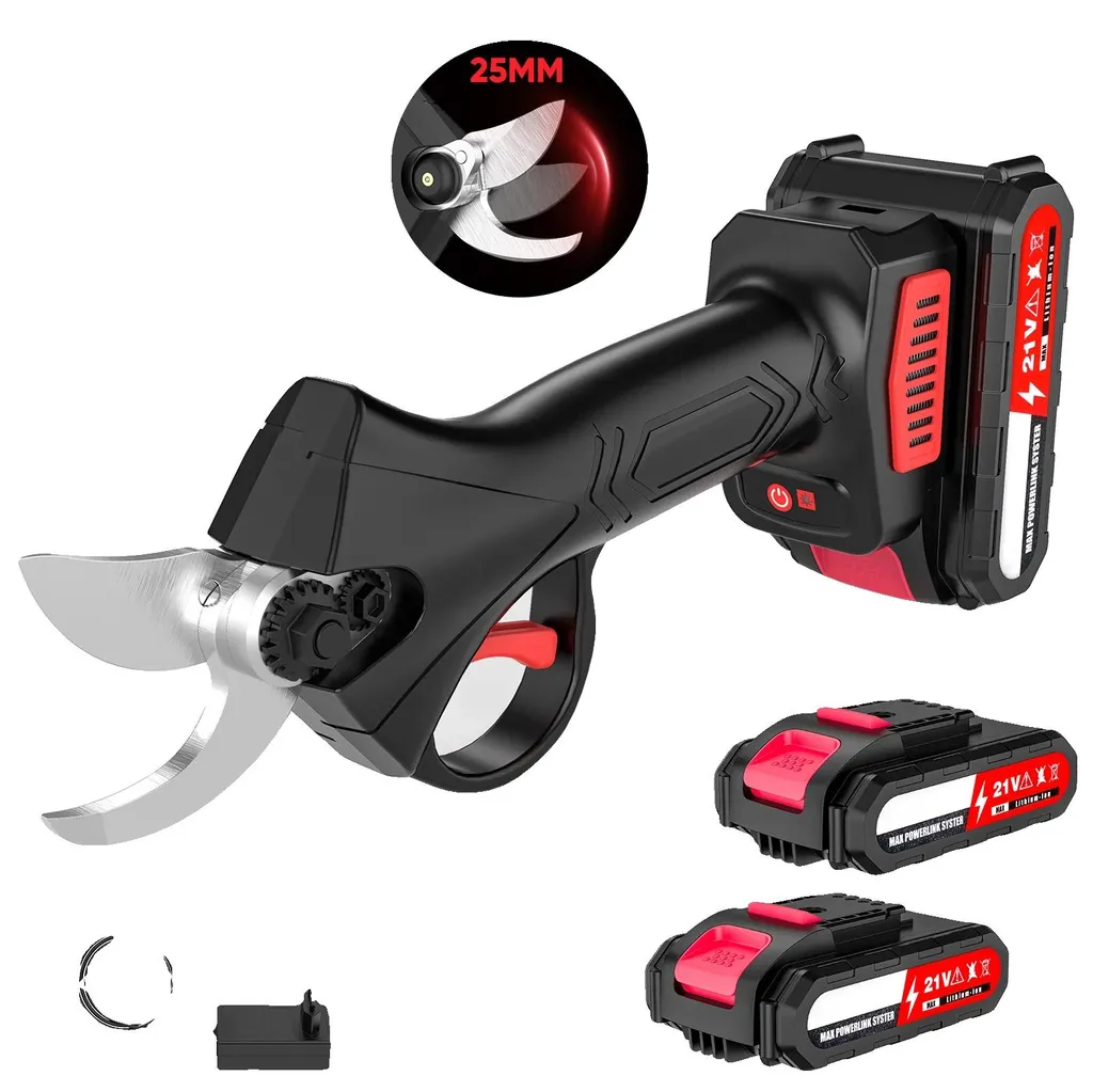 Sécateur électrique sans fil avec moteur brushless et 2 batteries noir