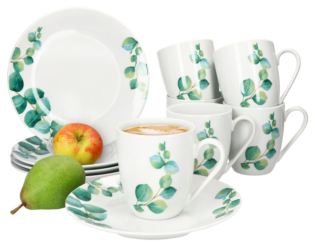 Eukaliptus 12-częściowy zestaw śniadaniowy porcelana 6 osób Zdjęcie produktu 