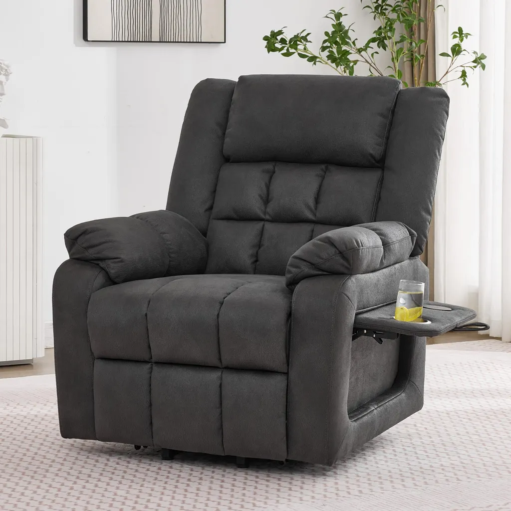 Fauteuil Relax Chauffant et Massant OKWISH, Inclinaison Électrique Grise