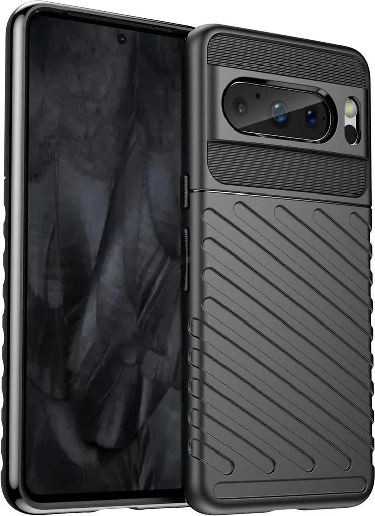 Topme Custodia In Silicone Per Google Pixel 8a (6.1 Pollici) – Effetto Spazzolato – Nero – Protezione Antiurto