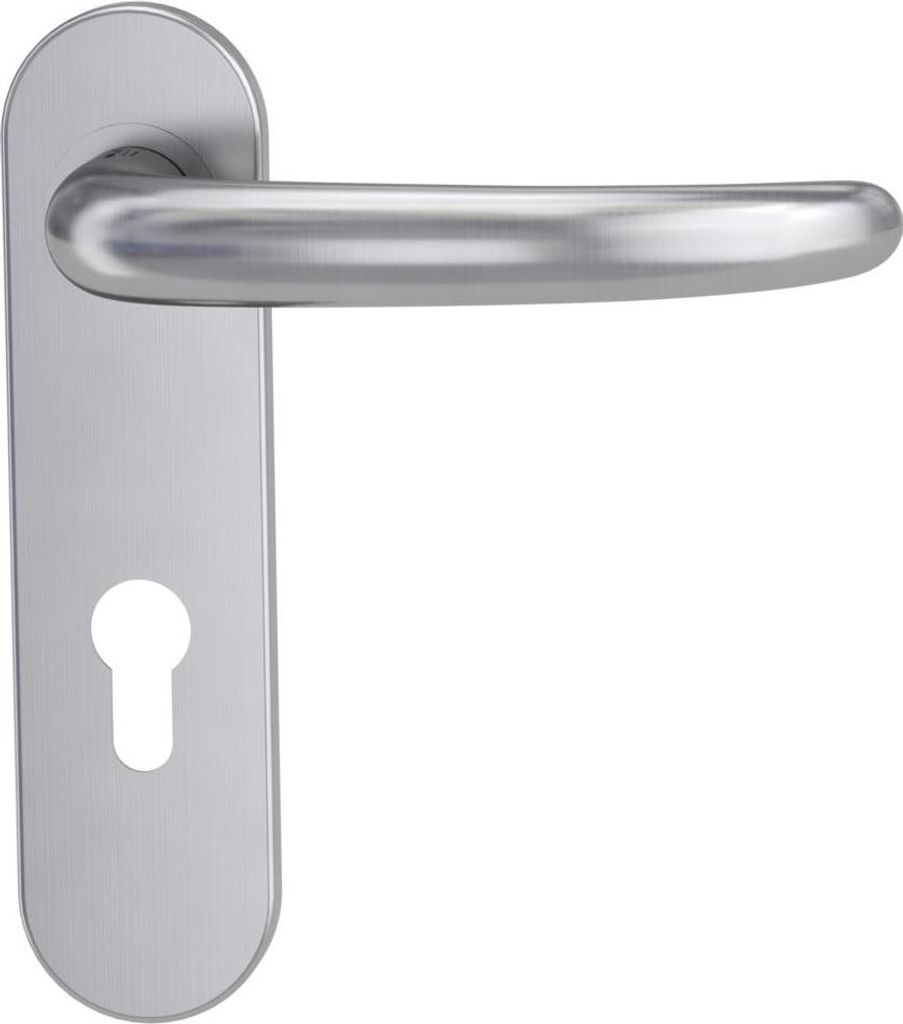 Griffwerk ULMER GRIFF PROF | DESIGN MANUFAKTUR FS Panik Edelstahl matt -Kurzschild-Garnitur geteilter Vierkant 9mm -Schraubt. -PZ -TS 38-50mm