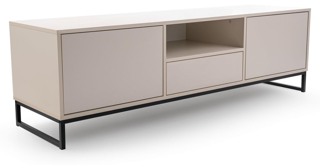 Masseno TV-Schrank AZIR 160 cm Fernsehschrank mit 1 Schubladen und 2 Türen TV-Lowboard für Wohnzimmer Modern 160x45x48,5 cm Beige