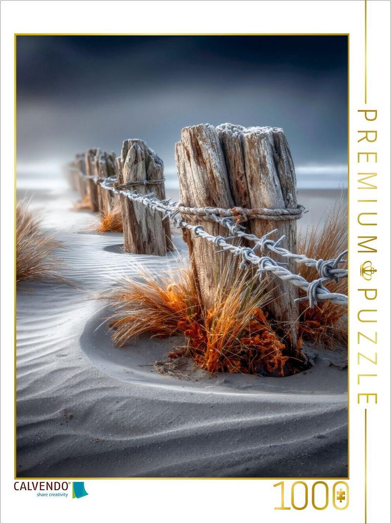 CALVENDO Puzzle Strandschützende Holzpfähle widerstehen Frost und Sturm | 1000 Teile Lege-Größe 64x48cm Foto-Puzzle für glückliche Stunden