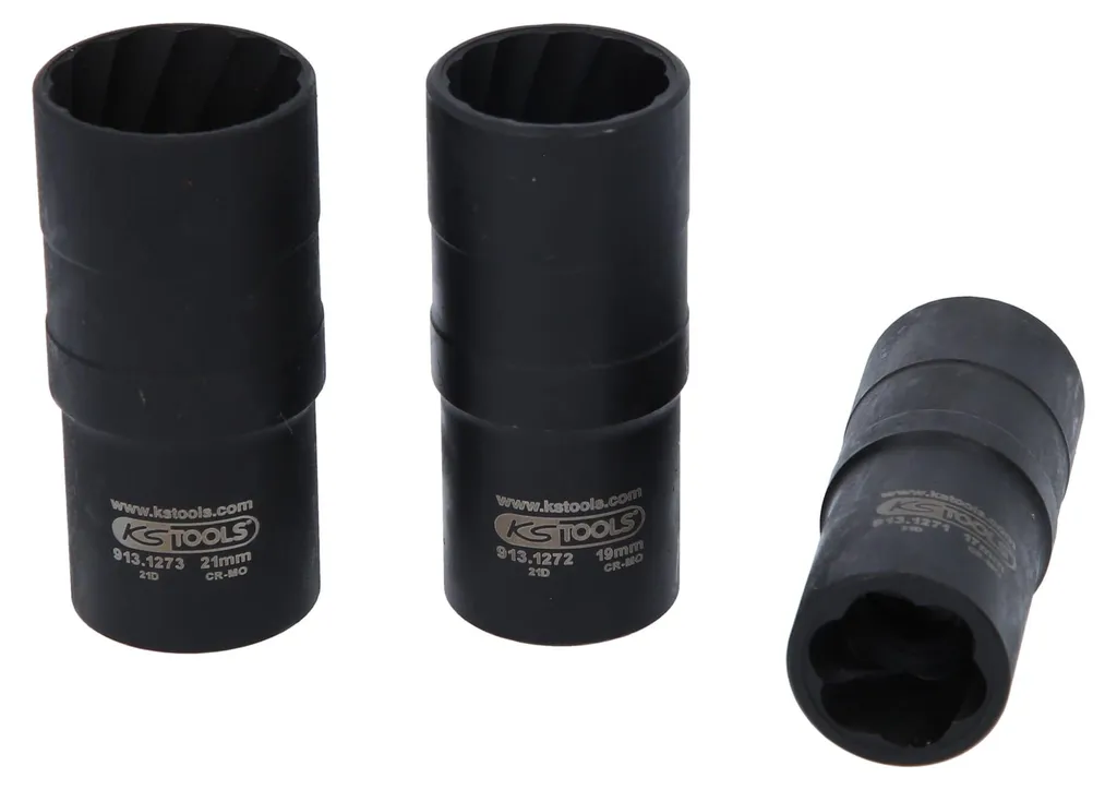KS TOOLS 913.1270 Jeu de 3 douilles de force à profil spiralé 1/2"