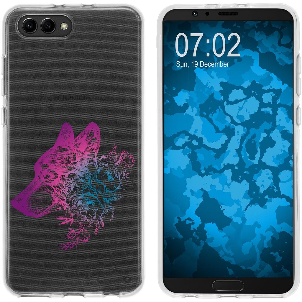PhoneNatic Case kompatibel mit Huawei Honor View 10 Silikon-Hülle Floral Wolf M3-6