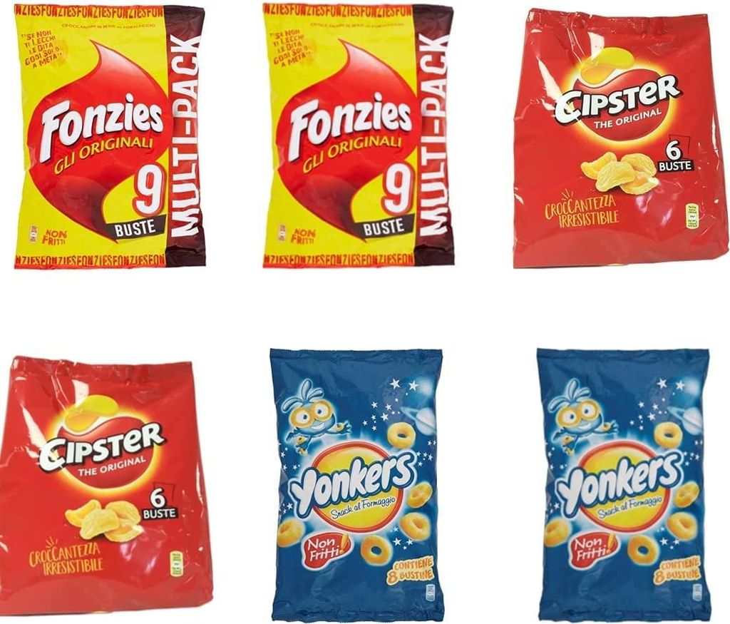 Mondalez chips testpaket Fonzies Yonkers Cipster multipack Maissnack mit Käse