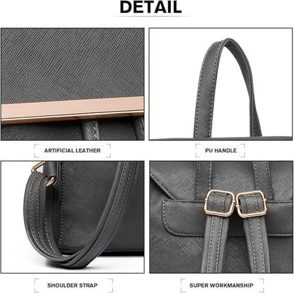 Petit Sac à Dos Femme Étanche Cuir PU Souple avec Poches Multiples - 5