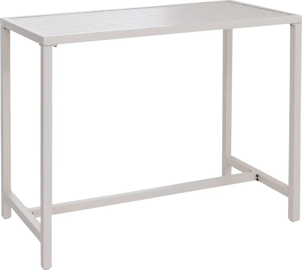 Table de bar d'extérieur métal crème 105x130x65cm robuste et chic