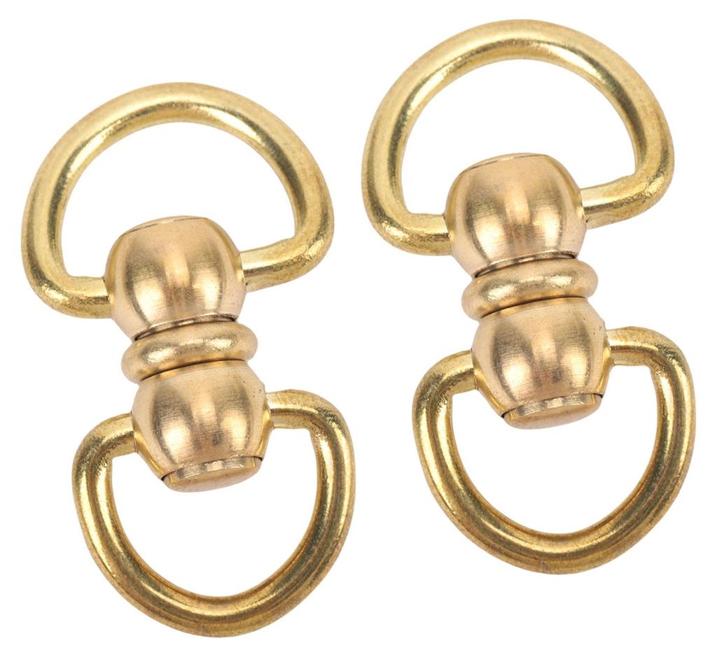2 Stück 40 mm Doppel-D-Ring aus Messing, beidseitig drehbarer Haken mit drehbarem Verbindungsstück für Lederhandwerk, Campingausrüstung und Zub...