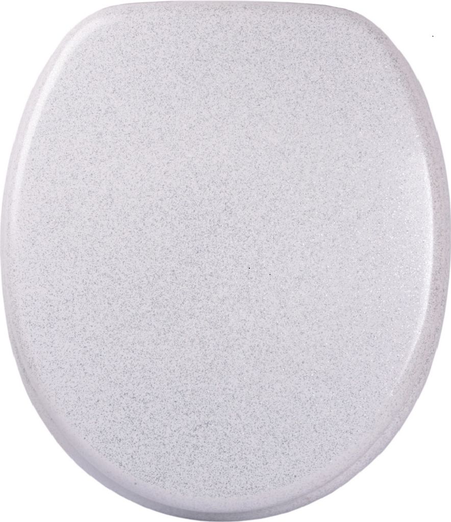 SANILO WC-Sitz mit Absenkautomatik Glitzer Weiß, Toilettendeckel direkt vom Hersteller, Klodeckel, Klobrille, WC Deckel, Toilettensitz, WC Brille
