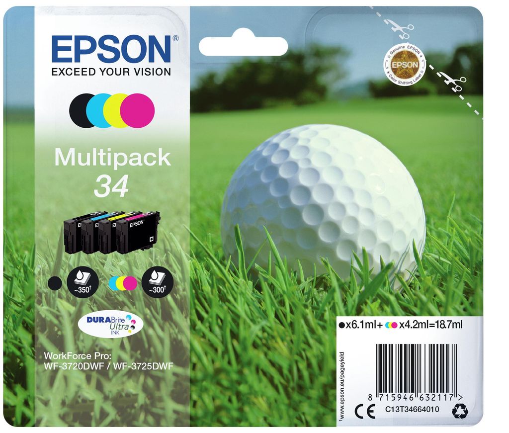 Multipack Epson 34 - Lot de 4 - Noir, jaune, cyan, magenta Image du produit 