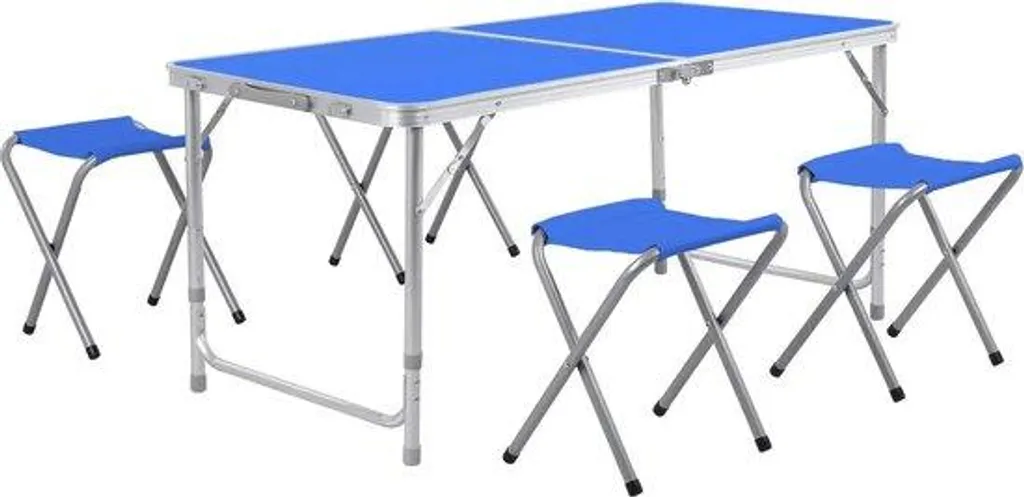 Table de jardin pliante 120x60cm en aluminium bleu - Légère et robuste
