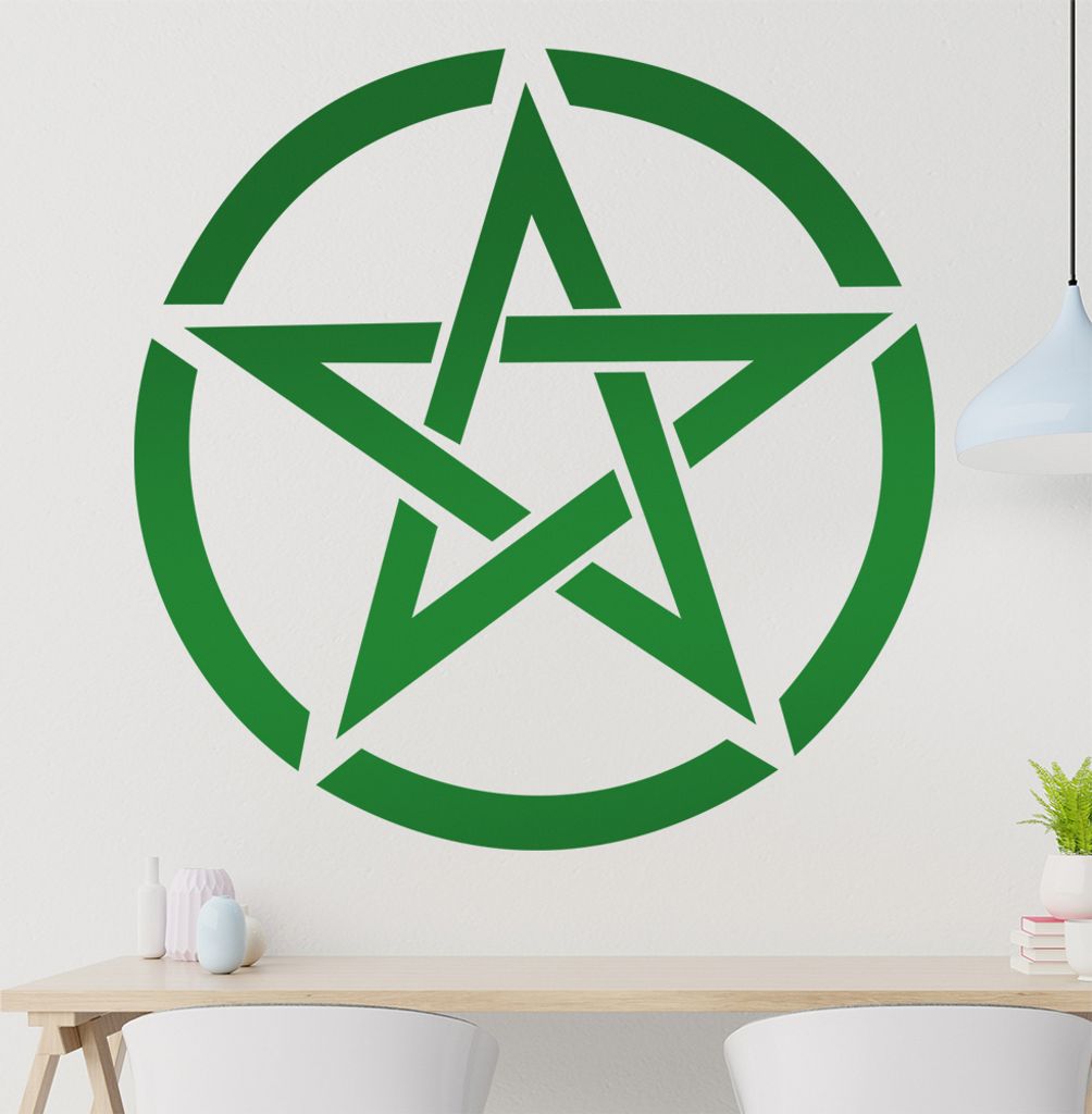 Pentagram im Kreis Wandtattoo in 6 Größen - Wandaufkleber Wall Sticker - Dekoration, Küche, Wohnzimmer, Schlafzimmer, Badezimmer