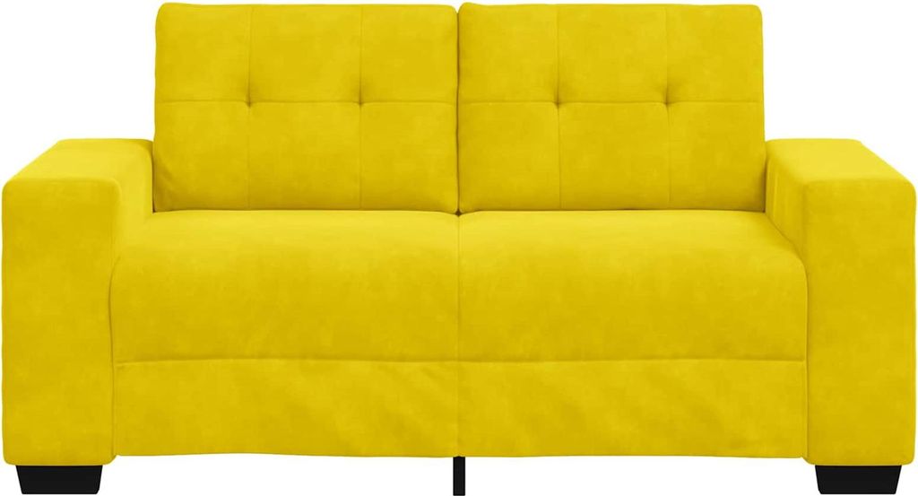 vidaXL | Zweisitzer-Sofa | mit Kissen Gelb Samt