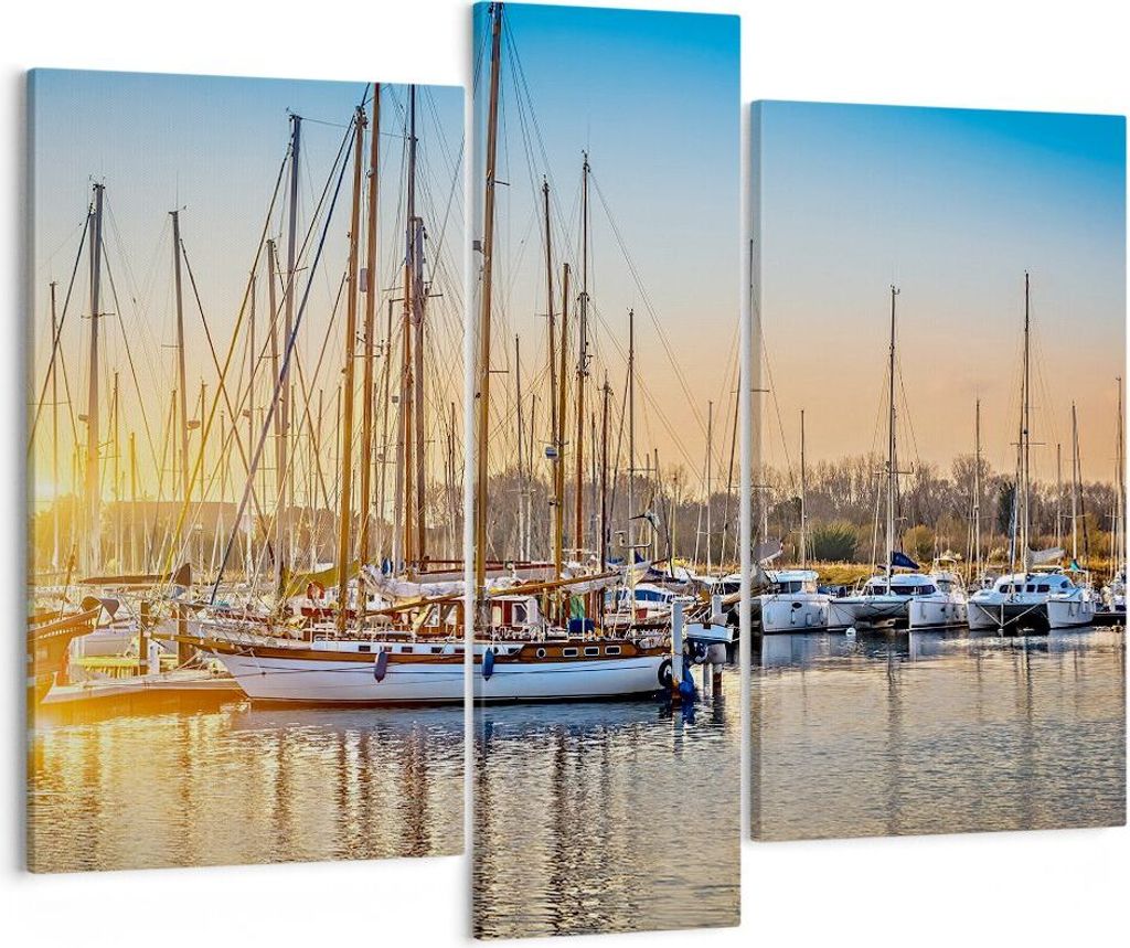 Bild auf Leinwand - Leinwandbild - Katamaran Yacht Anker Ankerplatz - 95x80cm - Wand Bild - Wanddeko - Leinwanddruck - Bilder - Kunstdruck - Wandde...