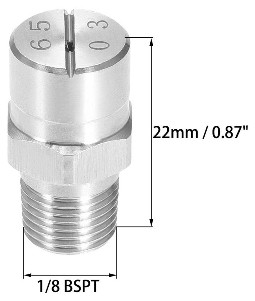 Flachstrahldš¹se,1/8BSPT Hochdruck Sprš¹hdš¹se Ersatzdš¹sen fš¹r Hochdruckreiniger Wasserbesen aus 304 Edelstahl 65 Grad, 1,1 mm ?ffnung