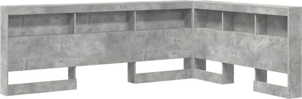 Aufbewahrungskopfteil mit Regal Beton Grau 135 cm Holzwerkstoff