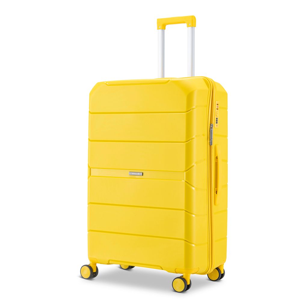 SKYCASES Urban Adventurer – Medium Hartschalenkoffer 79 l in Gelb – Polypropylen mit Zahlenschloss und 4 Rollen