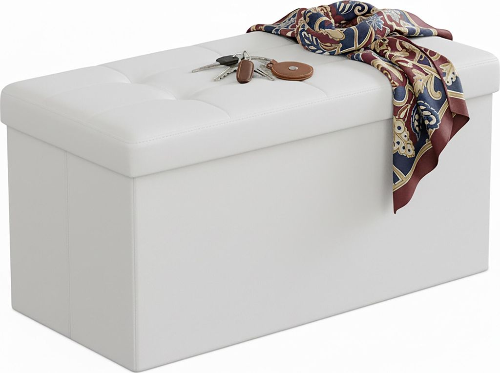 Panca Relaxdays con vano portaoggetti, ecopelle, Immagine del prodotto 