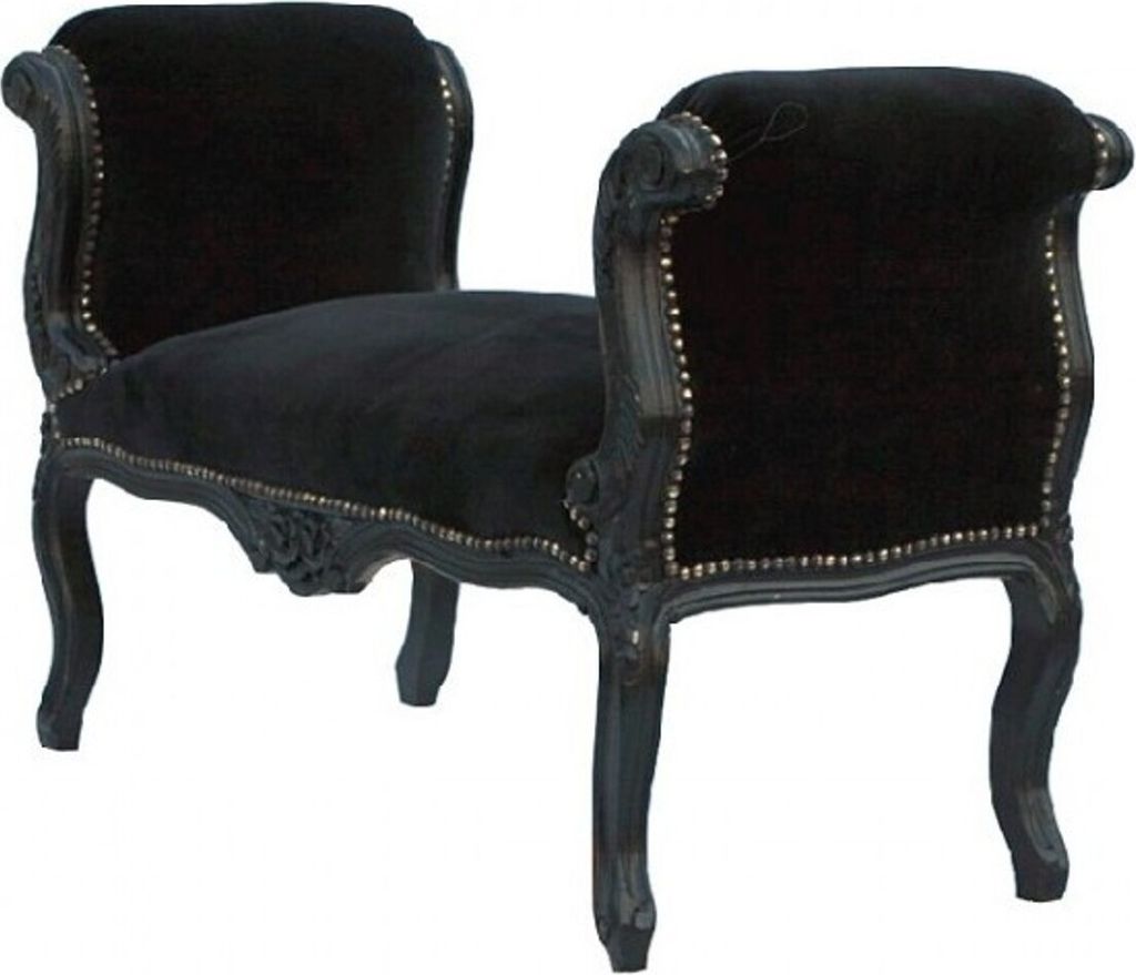 Barock Schemel Hocker Schwarz / Schwarz - Sitzbank