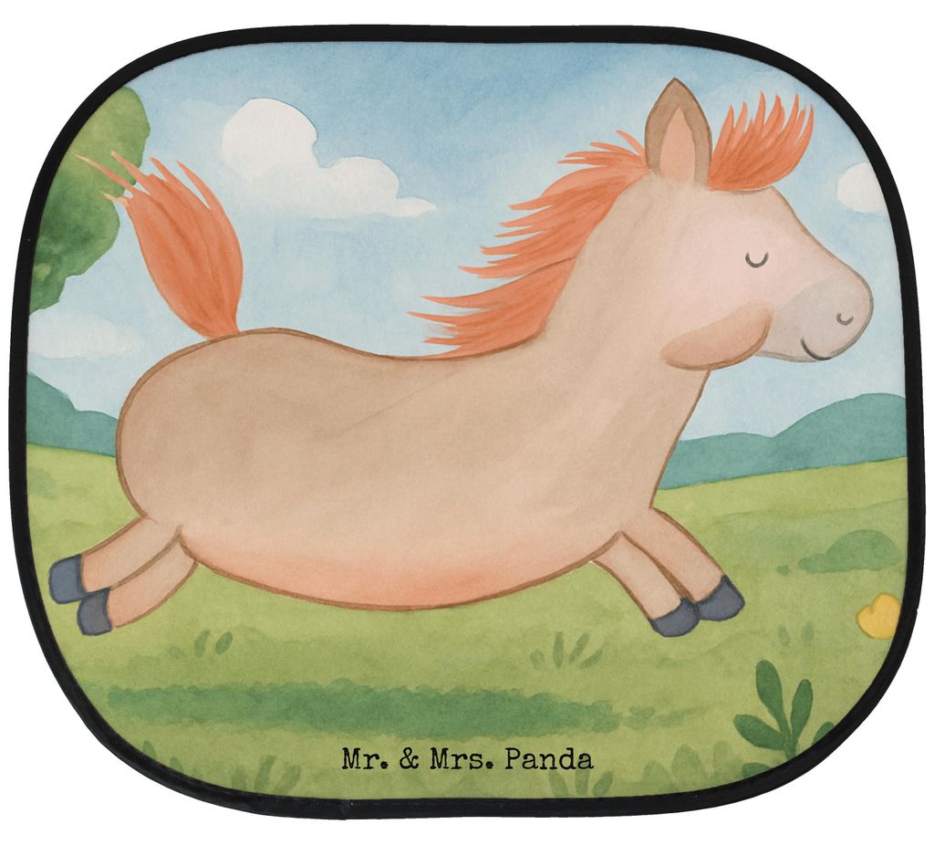 Mr. & Mrs. Panda Sonnenblende Auto Pferd Springen Design - Weiß - Geschenk, Sonnenschutz Seitenscheibe, Autosonnenschutz, Reiten, Ausreiten, für,...