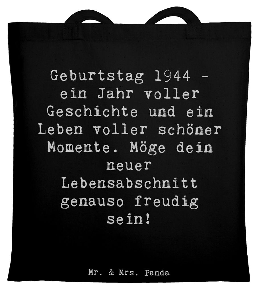 Mr. & Mrs. Panda Schultasche Spruch 1944 Geburtstag - Schwarz - Geschenk, Laptoptasche, Einkaufstasche, Tasche, ein Jahr voller Geschichte, Bücher...