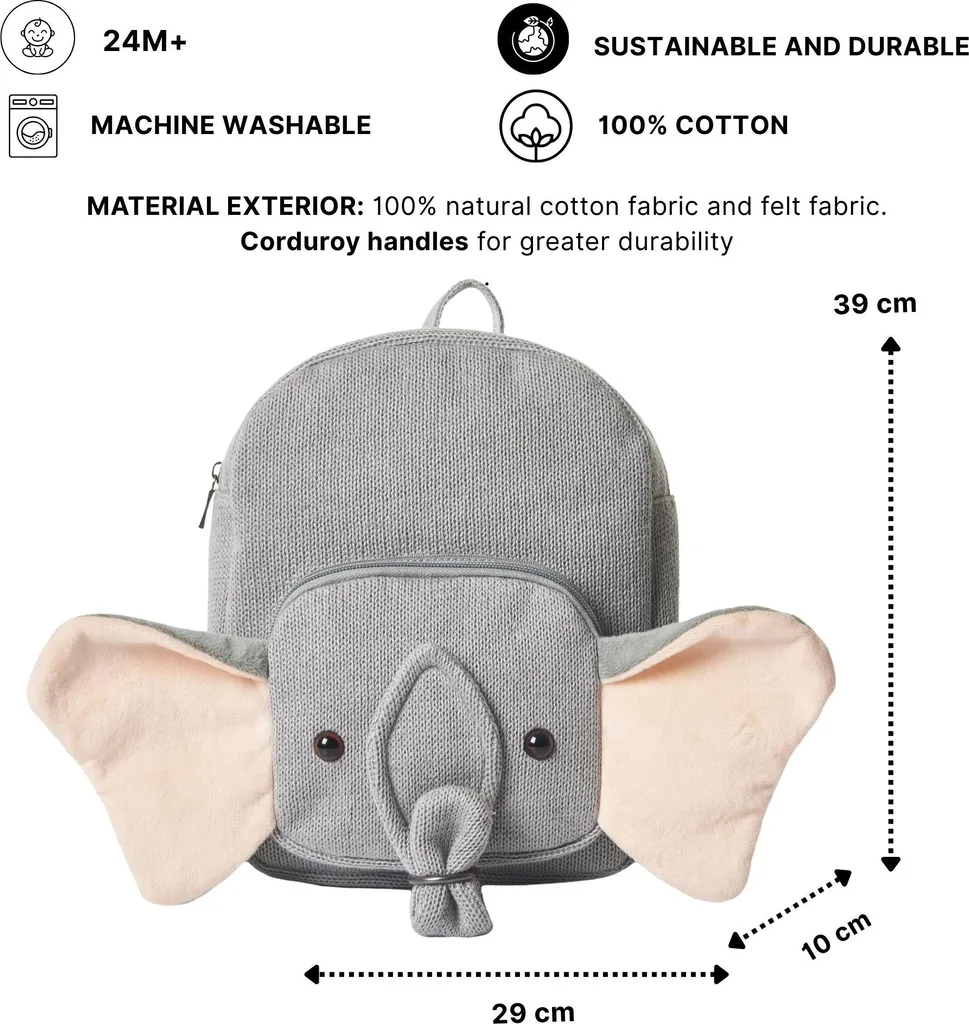 Sac à dos enfant Éléphant : fini les irritations avec le coton