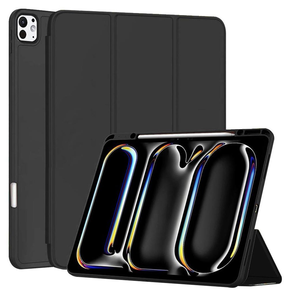 Techsuit Flex Trifold Tablet-Hlle mit Pencil-Halter fr Apple iPad Pro 13 2024 - Schwarz