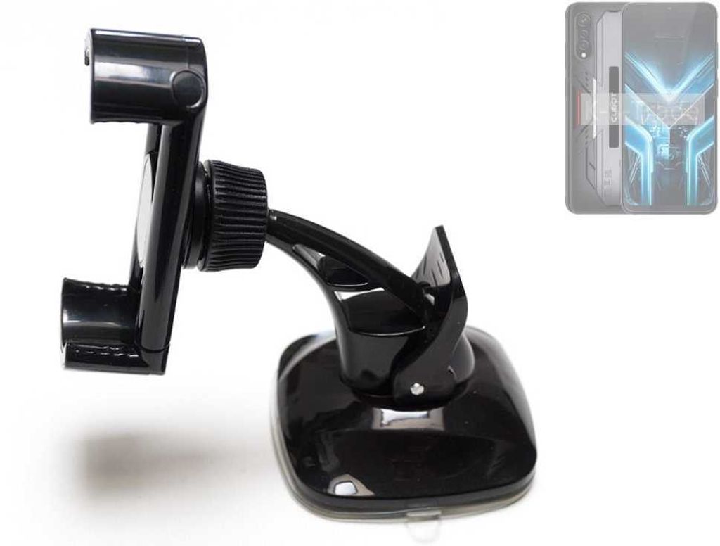 K-S-Trade kompakte Handy-Halterung Windschutzscheibe kompatibel mit Cubot X70 Armaturenbrett schwarz Autohalterung KFZ Halter Scheiben-Halterung