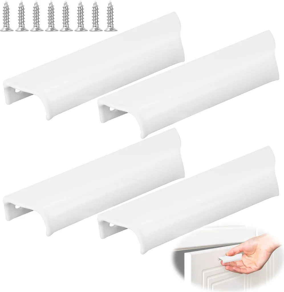 Lot de 4 poignées de tirage pour porte-fenêtre et balcon en alu blanc
