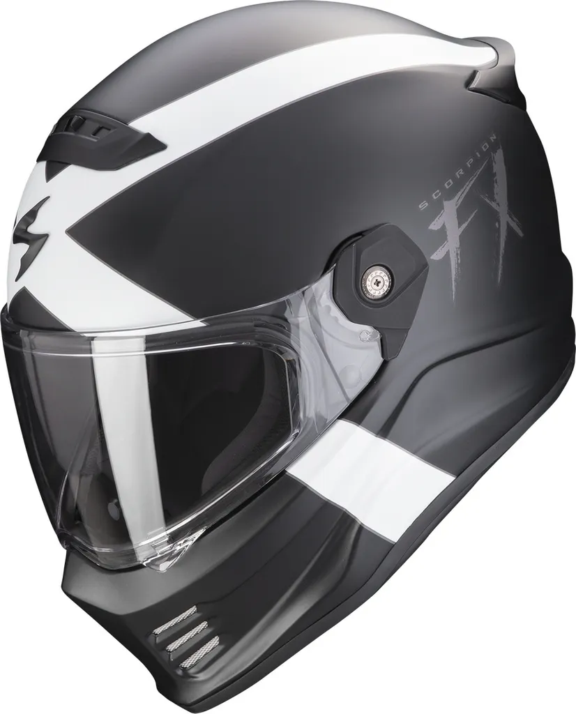 Casque Intégral Moto Scorpion Covert FX Gallus Noir et Blanc Mat M