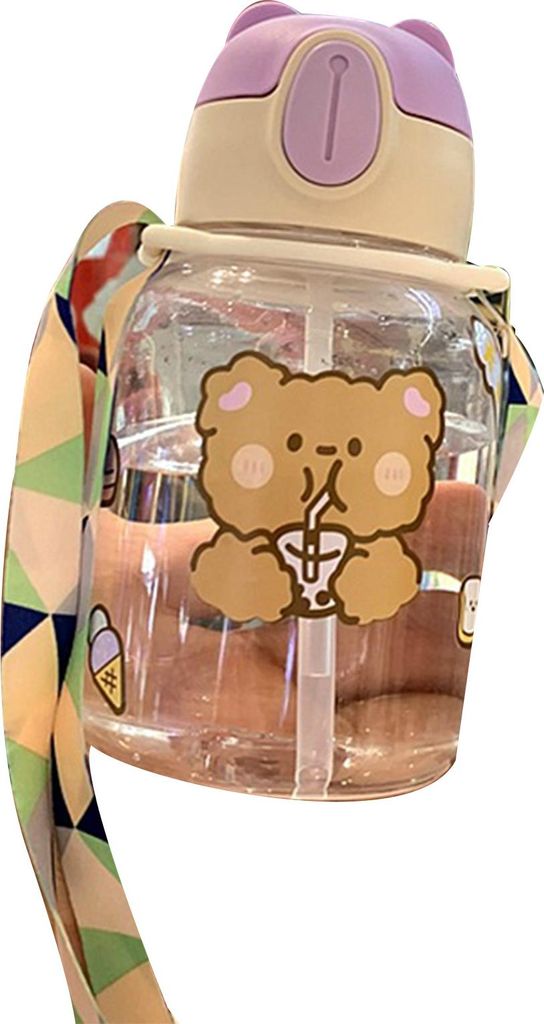 Baby-Schnabeltasse, Schultergurt, Wasserflasche, Kleinkind, weicher Silikon-Auslauf, Cartoon-Strohhalm, Typ 2
