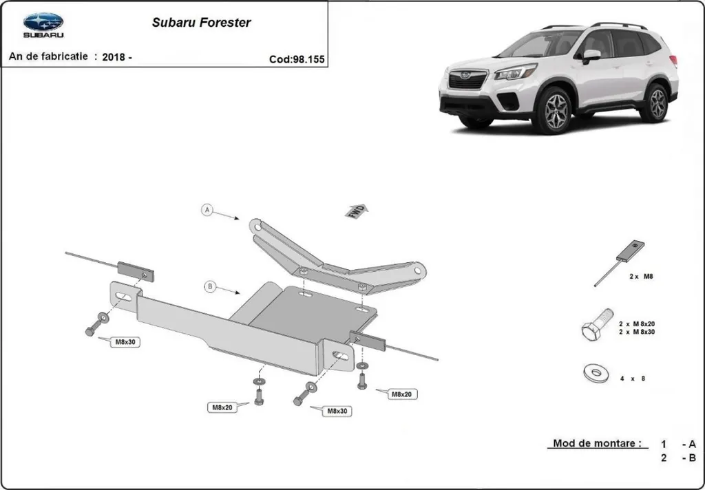 Protection différentiel acier Subaru Forester contre chocs de pierre