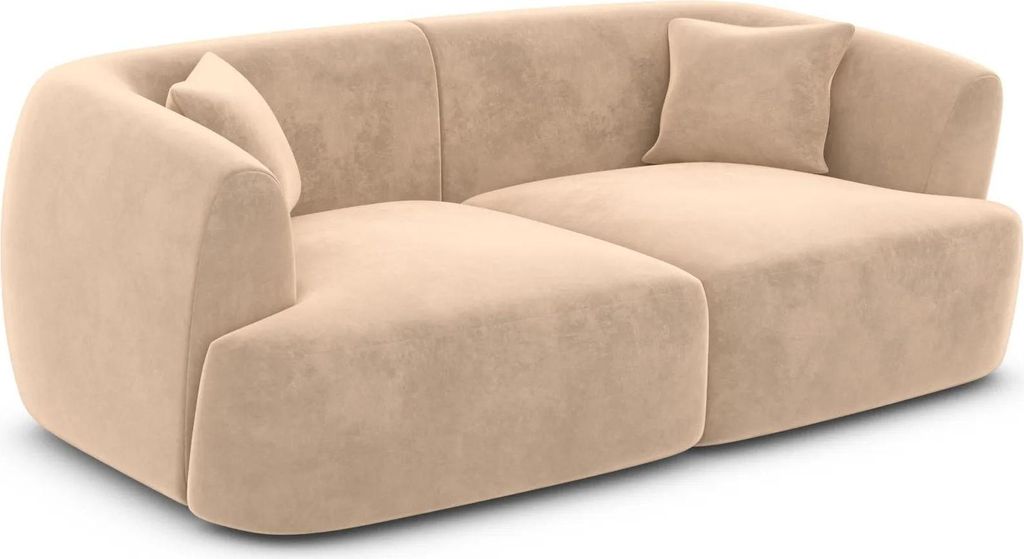 Samtstoff 2-Sitzer Couch Elvira Beige